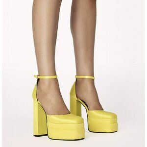 Billini Citrus Yellow Platform Dress Heel Shoes Sandals Sz 8 NWT